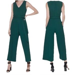 Calvin Klein Women’s Green Jumpsuit Wide-Leg, Elegant Dressy One-Piece Size 16